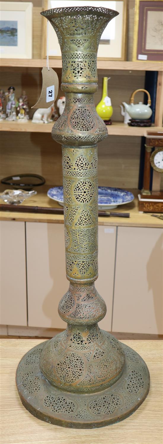 A Middle Eastern brass stand height 82cm